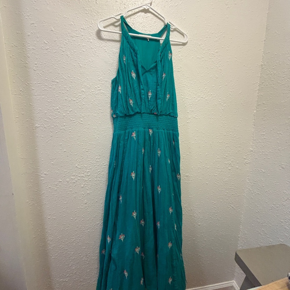 Teal Floral Summer Dress